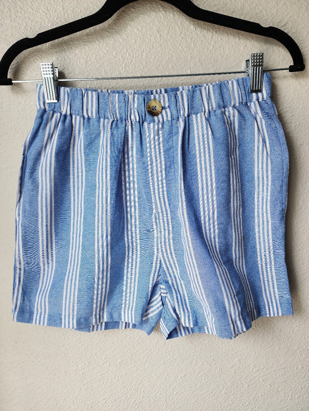 MNG Mango Kid's Striped Cotton Shorts Size 11-12 In Blue White